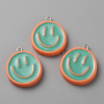 Opaque Resin Enamel Pendants RESI-WH0036-20D-1
