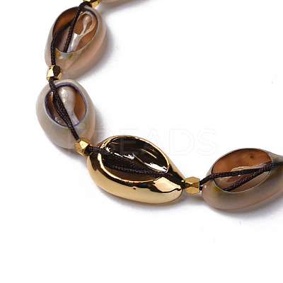 Cowrie Shell Braided Choker Necklaces NJEW-JN02387-01-1