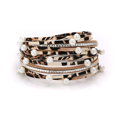 Leopard Faux Suede Leather Multi-strand Bracelets WG13214-14-1