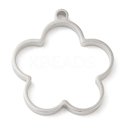 Non-Tarnish 304 Stainless Steel Open Back Bezel Flower Pendants STAS-Z040-13P-1
