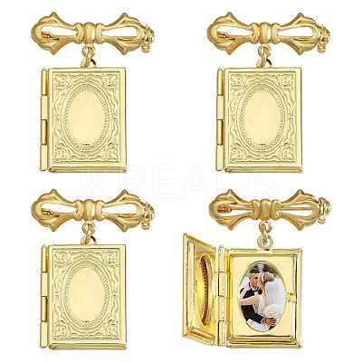4Pcs Brass Locket Pendants Brooches JEWB-CA00011-1