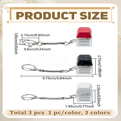 3Pcs 3 Colors ABS Plastic Keyboard Fidget Toys Keychain KEYC-LP0001-63A-1