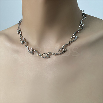 201 Stainless Steel Alloy Liquid Irregular Link Chain Necklaces FS-WG172B5-01-1-1
