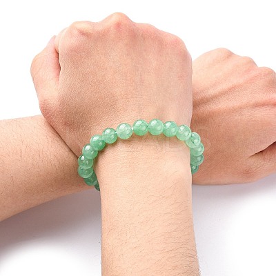 Dyed Natural Green Aventurine Beads Stretch Bracelets LS-X-BJEW-Q305-1