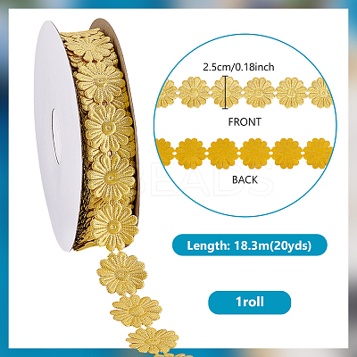 20 Yards Double Face Flower Lace Trim Polyester Ribbons SRIB-PH0001-69-1
