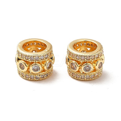 Brass Cubic Zirconia Large Hole Beads KK-M233-09G-1