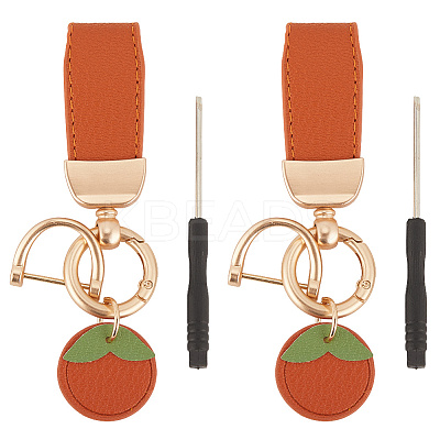 2Pcs Alloy PU Leather Pendant Keychain AJEW-SP0002-36-1