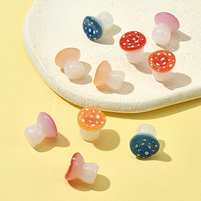 10Pcs Luminous Resin Mushroom Ornament RESI-FS0001-59-1