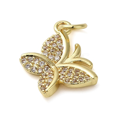 Brass Micro Pave Clear Cubic Zirconia Pendants KK-U005-01H-G-1