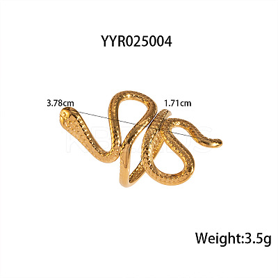 304 Stainless Steel Snake-Shaped Cuff Rings for Women FT0606-4-1
