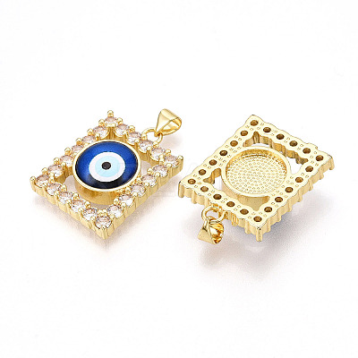 Brass Micro Pave Clear Cubic Zirconia Pendants for Women KK-T070-91A-02-1