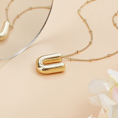 1pc Brass Chain with Alloy Letter Pendants Necklaces NJEW-LP0001-41U-G-1