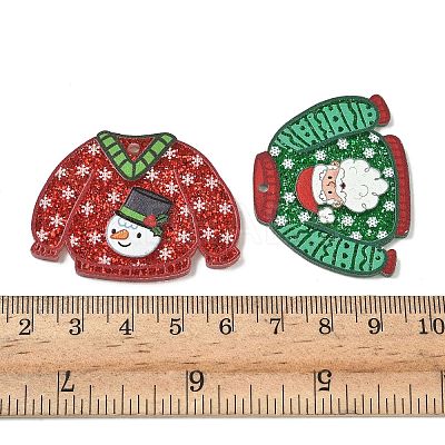 Christmas Opaque Printed Acrylic Pendants OACR-B050-01-1