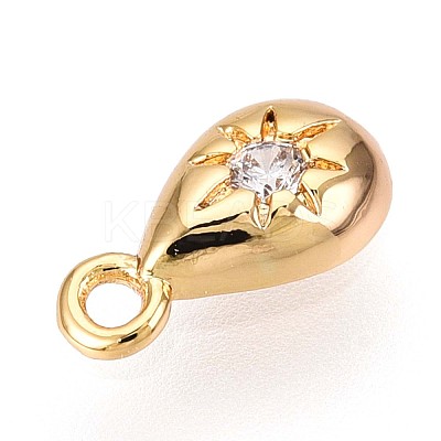 Brass Micro Pave Clear Cubic Zirconia Pendants KK-T075-07G-1