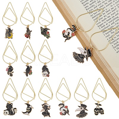 12Pcs 12 Styles Gothic Style Iron Paper Clips AJEW-AR00005-1