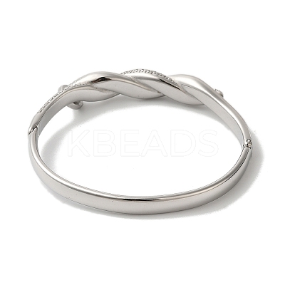 Stainless Steel Crystal Rhinestone Twist Hinged Bangles for Women BJEW-G719-15P-1