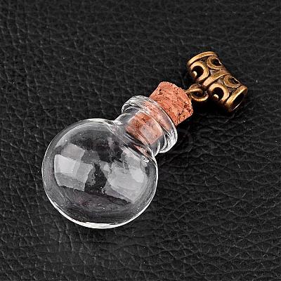 Round Glass Bottle Pendants for Bead Containers PALLOY-JF00168-04-1