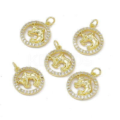 Real 18K Gold Plated Brass Micro Pave Clear Cubic Zirconia Pendants KK-E068-VB409-2-1