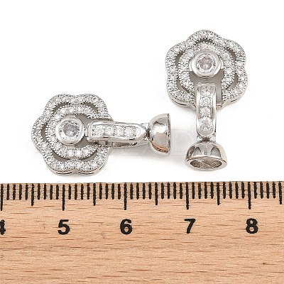 Brass Micro Pave Clear Cubic Zirconia Fold Over Clasps KK-H292-14P-1