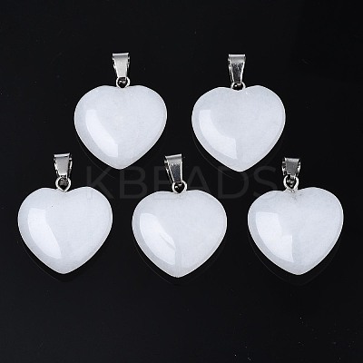Heart Natural White Jade Pendants LS-X-G-Q438-01-1