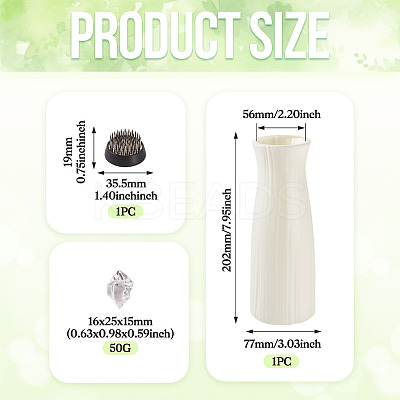 1Pc Column Plastic Vase Ornaments & 1Pc Stainless Steel Flower Frog & 50G Acrylic Ornaments Sets AJEW-MB0001-07-1