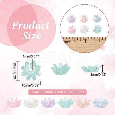 300Pcs 6 Colors Resin Imitation Pearl Bead Caps RESI-NB0001-91-1