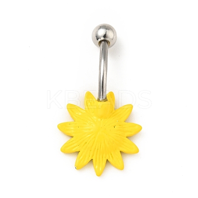 Alloy Daisy Curved Barbell AJEW-G042-01P-1