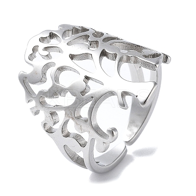 201 Stainless Steel Open Cuff Rings for Women RJEW-M020-08P-1-1