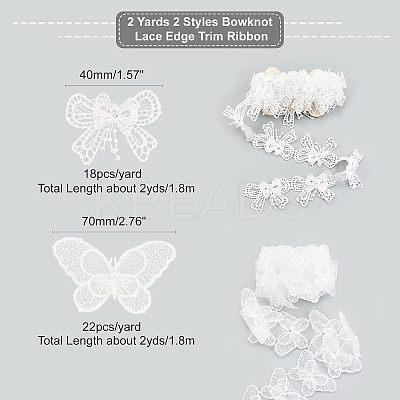 2 Yards 2 Styles Bowknot Lace Edge Trim Ribbon OCOR-NB0001-39-1