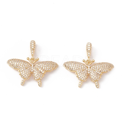 Brass Micro Pave Cubic Zirconia Pendants KK-E005-14G-01-1
