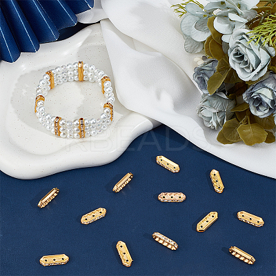 180Pcs 3-Hole Iron Grade A Rhinestone Bridge Spacers RB-BBC0001-04G-1