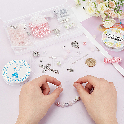 DIY Rosary Bracelet Necklace Making Kit DIY-AR0002-77-1