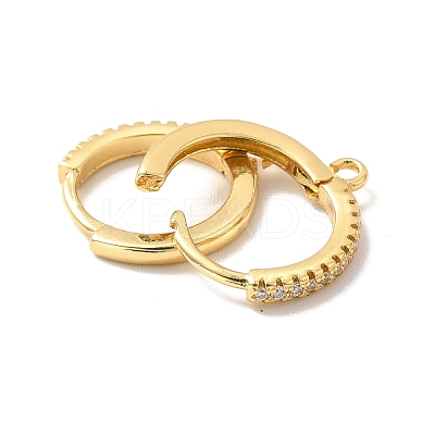Brass Micro Pave Cubic Zirconia Hoop Earring Findings KK-P215-02G-1