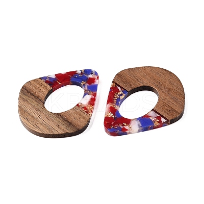 Transparent Resin and Walnut Wood Pendants RESI-T057-07F-1