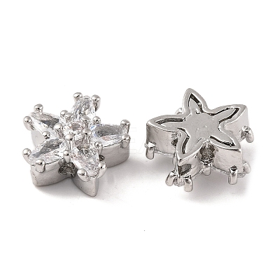 Brass Micro Pave Clear Cubic Zirconia Beads KK-S389-22P-1