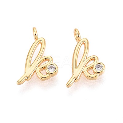 Brass Micro Pave Cubic Zirconia Charms KK-N263-97G-K-1
