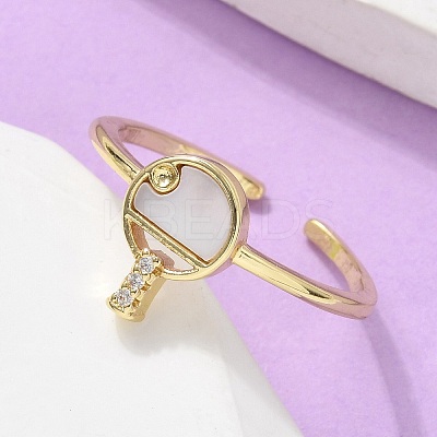 Brass Micro Pave Clear Cubic Zirconia Cuff Rings for Women RJEW-C126-08G-1