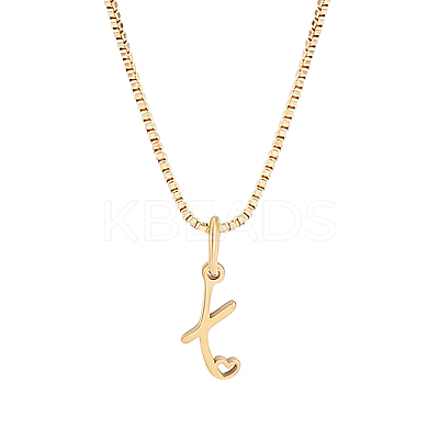1pc Brass Chain & 304 Stainless Steel Letter Pendant Necklaces NJEW-LP0001-40X-G-1