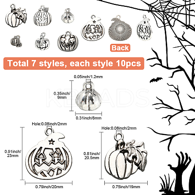 70Pcs 7 Style Tibetan Style Alloy Pendants FIND-SC0019-39-1