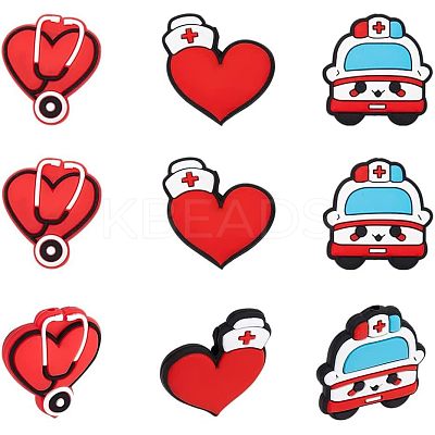 9Pcs 3 Style Hospital Theme Food Grade Eco-Friendly Silicone Focal Beads SIL-CA0001-35-1