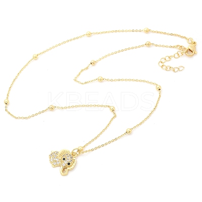 Brass Micro Pave Clear Cubic Zirconia Pendant Necklaces for Women LS-NJEW-M084-02G-04-1
