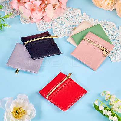 6Pcs 6 Colors Imitation Leather Jewelry Storage Zipper Bags ABAG-TA0001-66A-1
