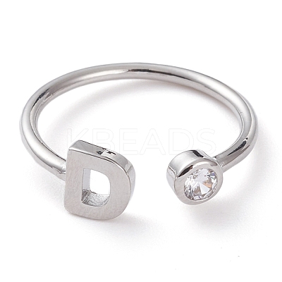 Brass Micro Pave Clear Cubic Zirconia Cuff Rings RJEW-Z005-D-P-1