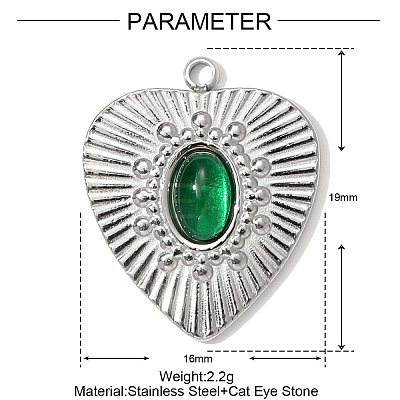 304 Stainless Steel Glass Pendants GLAA-OY001-38P-1