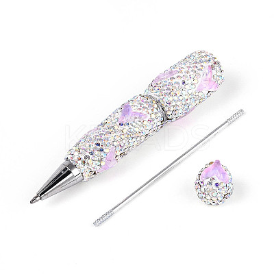 Fishtail Resin & Polymer Clay Pave Rhinestone Ball-Point Pen AJEW-T013-05C-1