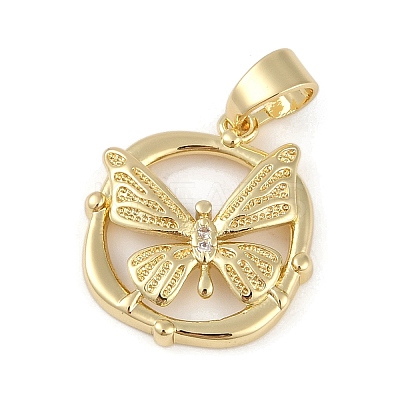 Brass Micro Pave Clear Cubic Zirconia Pendants ZIRC-M001-15G-1