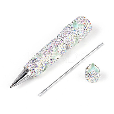 Fishtail Resin & Polymer Clay Pave Rhinestone Ball-Point Pen AJEW-T013-05H-1