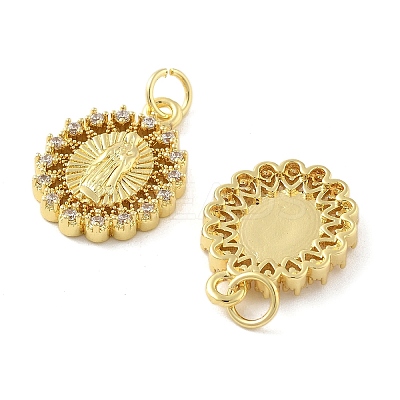 Brass Micro Pave Cubic Zirconia Pendants KK-C092-19C-G-1