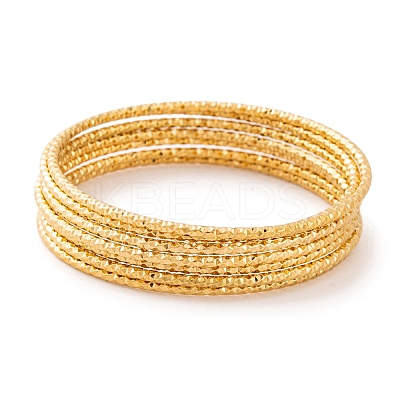 7Pcs PVD Vacuum Plating 304 Stainless Steel Textured Bangles Set for Women BJEW-A011-12C-G-1
