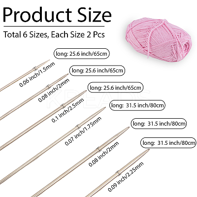12 Bags 6 Styles Steel Wire Stainless Steel Circular Knitting Needles and Random Color Plastic Tapestry Needles TOOL-DJ0001-23-1